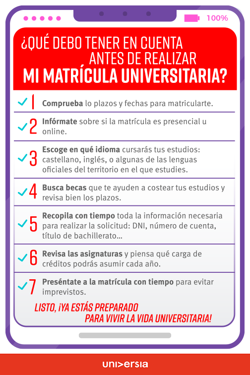 Qué tener en cuenta antes de realizar la matrícula universitaria